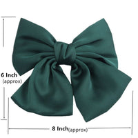 HKM-682899 Elegant Bow Hair Clip in Tribute Silk with Alloy Detailing and Elastic Band, Perfect for Special Occasions