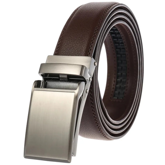 HKM-821011 Automatic Buckle Genuine Leather Belt for Men - Model LY33-1766-1