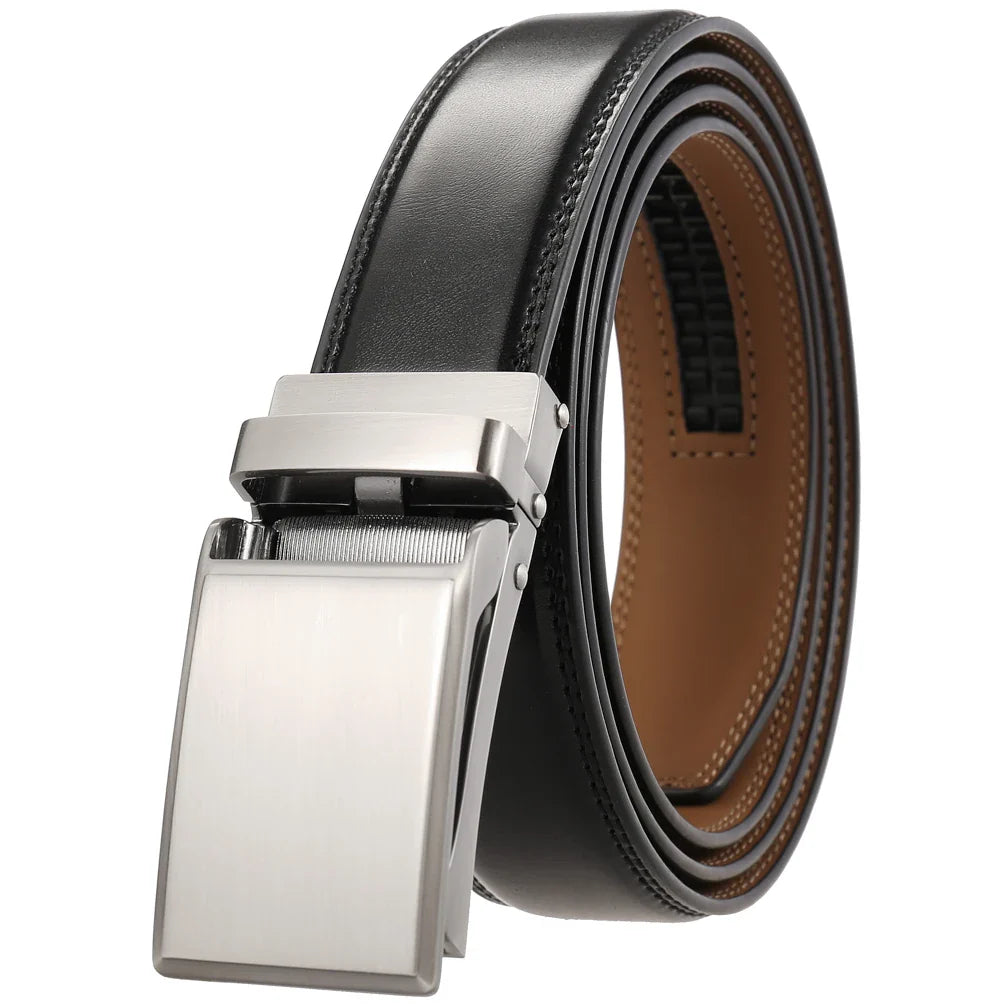 HKM-821011 Automatic Buckle Genuine Leather Belt for Men - Model LY33-1766-1