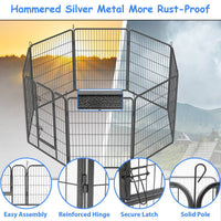 HKM-353811 Large Dog Playpen - Indoor and Outdoor Heavy Duty Metal Fence for Safe Pet Exercise and Rest