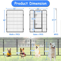 HKM-353811 Large Dog Playpen - Indoor and Outdoor Heavy Duty Metal Fence for Safe Pet Exercise and Rest