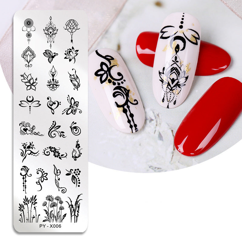 HKM-478291 Stainless Steel Nail Printing Plates - Small Square Design, Multiple Models Available