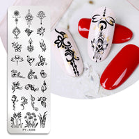 HKM-478291 Stainless Steel Nail Printing Plates - Small Square Design, Multiple Models Available