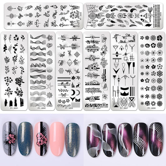 HKM-478291 Stainless Steel Nail Printing Plates - Small Square Design, Multiple Models Available