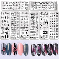 HKM-478291 Stainless Steel Nail Printing Plates - Small Square Design, Multiple Models Available