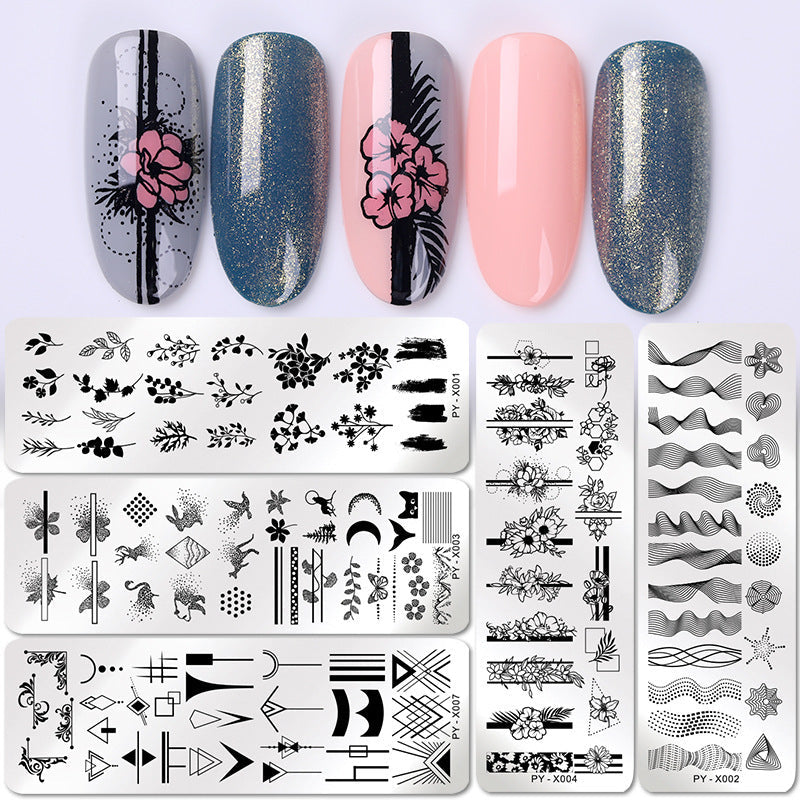 HKM-478291 Stainless Steel Nail Printing Plates - Small Square Design, Multiple Models Available