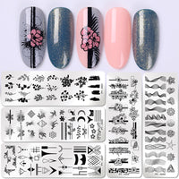 HKM-478291 Stainless Steel Nail Printing Plates - Small Square Design, Multiple Models Available