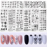 HKM-478291 Stainless Steel Nail Printing Plates - Small Square Design, Multiple Models Available