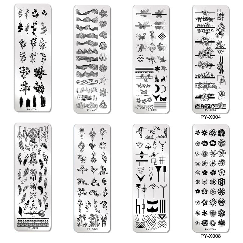 HKM-478291 Stainless Steel Nail Printing Plates - Small Square Design, Multiple Models Available