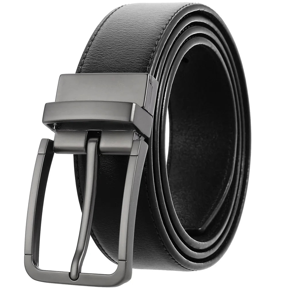 HKM-623251 Genuine Leather Men's Belt with Alloy Pin Buckle - Stylish Waistband for Everyday Wear