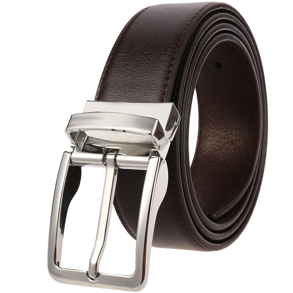 HKM-623251 Genuine Leather Men's Belt with Alloy Pin Buckle - Stylish Waistband for Everyday Wear