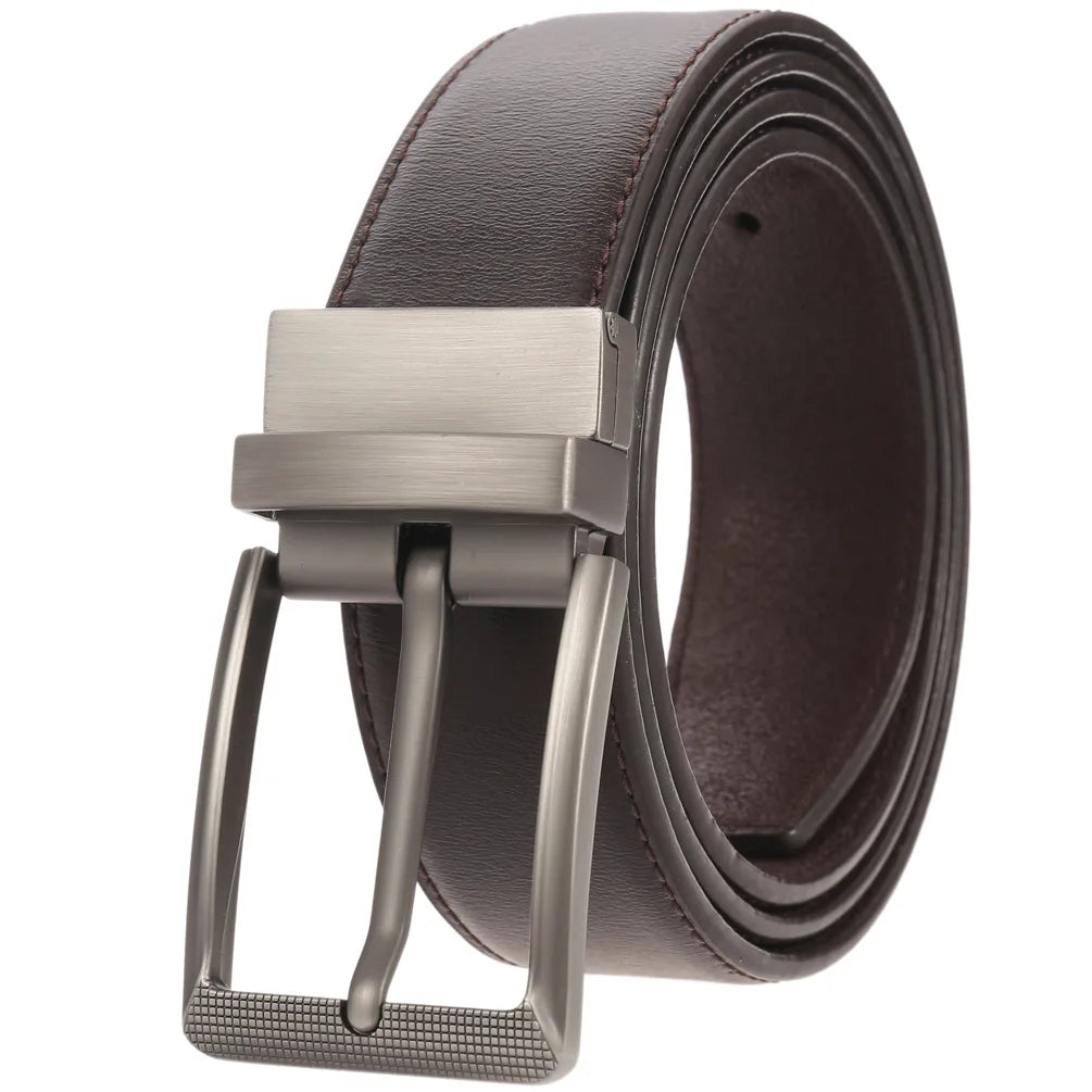 HKM-623251 Genuine Leather Men's Belt with Alloy Pin Buckle - Stylish Waistband for Everyday Wear