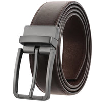 HKM-623251 Genuine Leather Men's Belt with Alloy Pin Buckle - Stylish Waistband for Everyday Wear