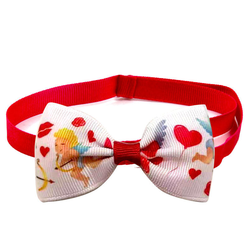 HKM-914387 Loving Cupid Cat Pet Bow Tie with Letter Pattern, Perfect for Halloween and Special Occasions