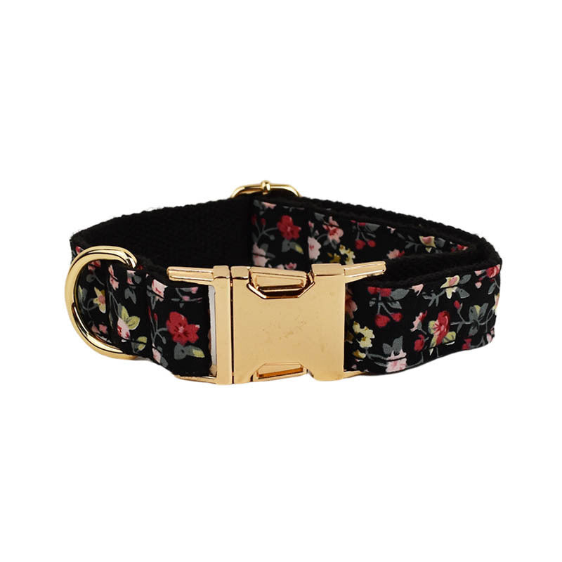 HKM-785107 Cute Bow Lettering Printed Pet Collar and Leash Set with Vest ¨C Stylish Four-Piece Accessory for Dogs