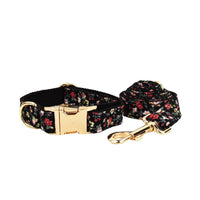 HKM-785107 Cute Bow Lettering Printed Pet Collar and Leash Set with Vest ¨C Stylish Four-Piece Accessory for Dogs