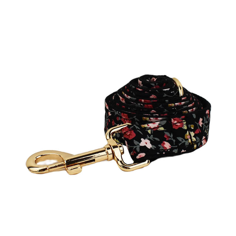 HKM-785107 Cute Bow Lettering Printed Pet Collar and Leash Set with Vest ¨C Stylish Four-Piece Accessory for Dogs