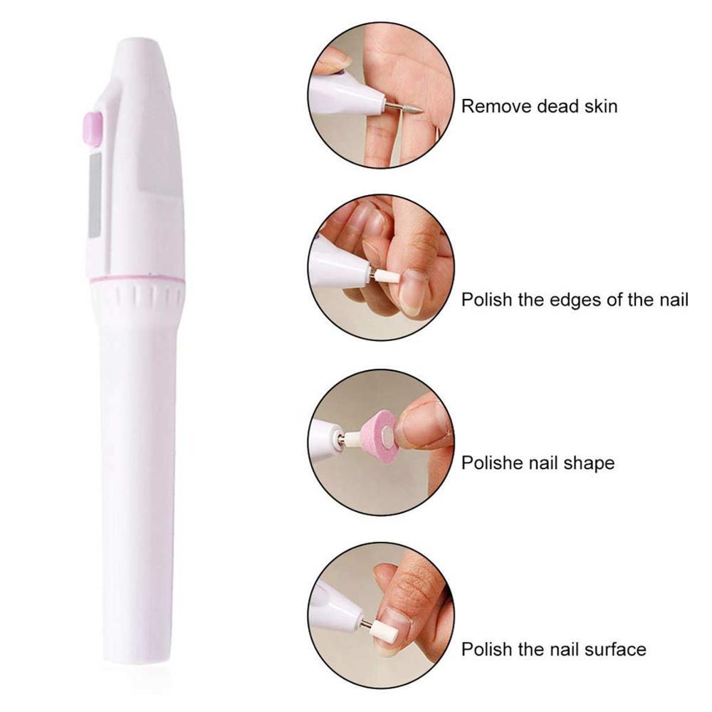 HKM-477139 Electric Nail Manicure Grinder - White, Nail Polish Tool for All Skin Types