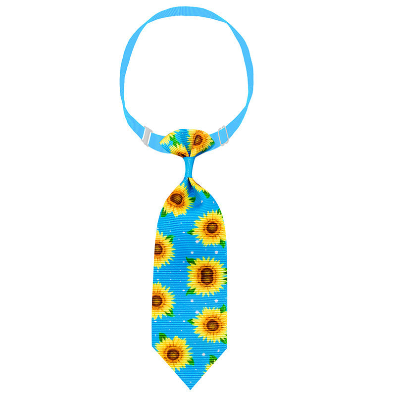 HKM-550483 Sunflower-Themed Pet Tie Collar Decoration in Various Colors and Designs