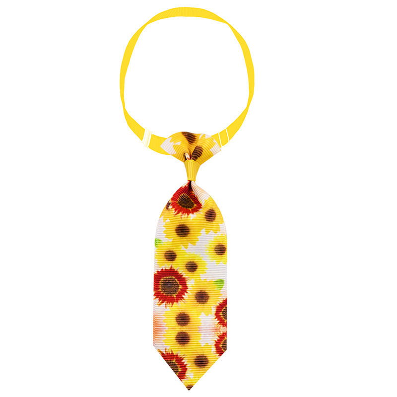 HKM-550483 Sunflower-Themed Pet Tie Collar Decoration in Various Colors and Designs