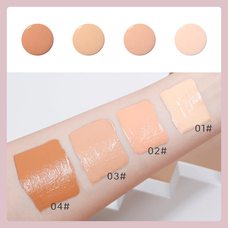 HKM-051091 Lightweight Foundation Concealer Cream with Makeup Sponge - Brightening, Moisturizing Liquid Foundation in 4 Shades