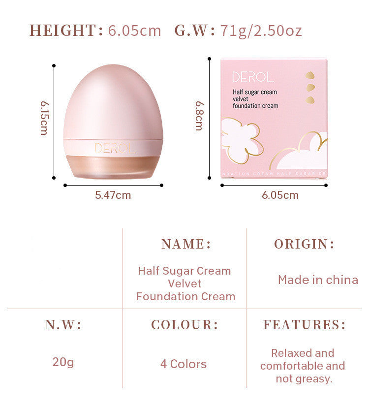 HKM-051091 Lightweight Foundation Concealer Cream with Makeup Sponge - Brightening, Moisturizing Liquid Foundation in 4 Shades