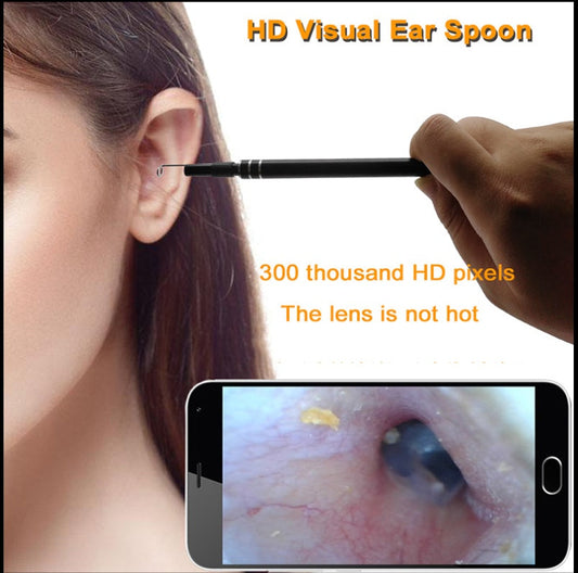HKM-066387 Ear Canal Cleaning Endoscope with 5.5MM Camera and Ear Spoons - Versatile Inspection Tool for Ear, Throat, Nose, and Scalp