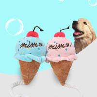 HKM-616147 Cute Ice Cream-Shaped Plush Dog Toy - Bite-Resistant Molar Chew Sounding Toy, 13x7cm, 22g