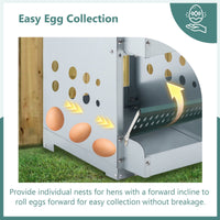 HKM-219283 4 Compartment Metal Nesting Box for Chickens - Galvanized Steel Wall-Mount Egg Laying Coop