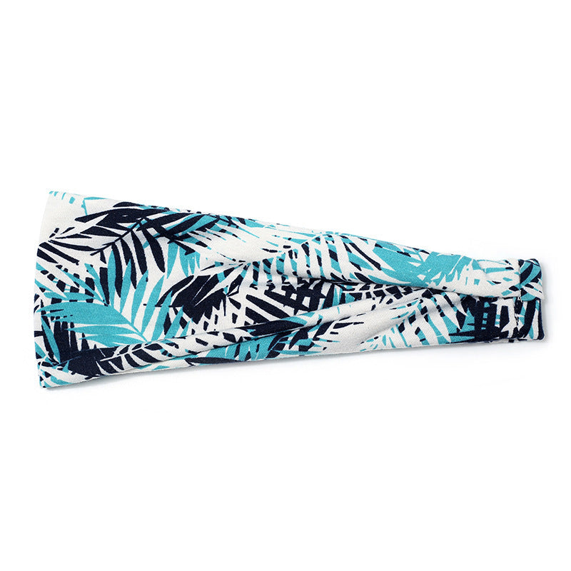 HKM-987027 Floral Printed Sports Headband for Women - Elastic Hair Band for Yoga and Running, Sweat Absorbent Design