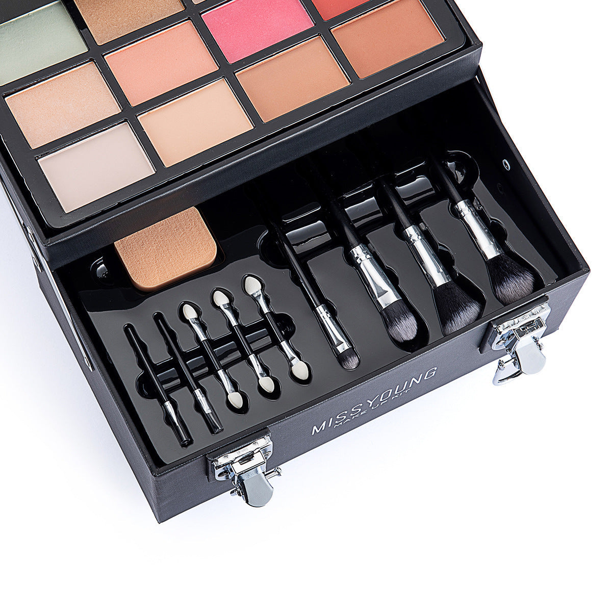 HKM-303827 Comprehensive Eye Shadow and Lip Gloss Cosmetic Set with Blush, Mascara, and Brushes