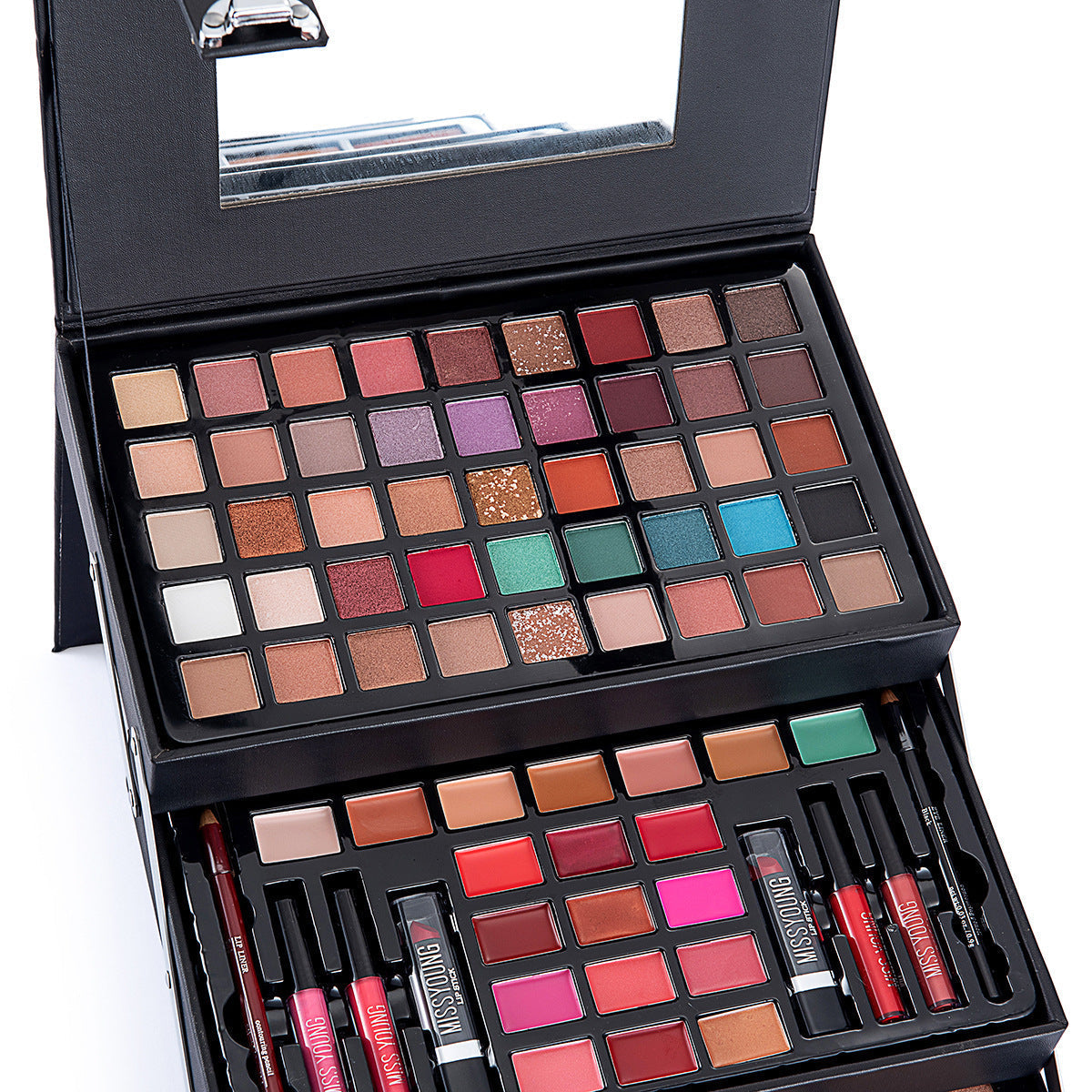 HKM-303827 Comprehensive Eye Shadow and Lip Gloss Cosmetic Set with Blush, Mascara, and Brushes