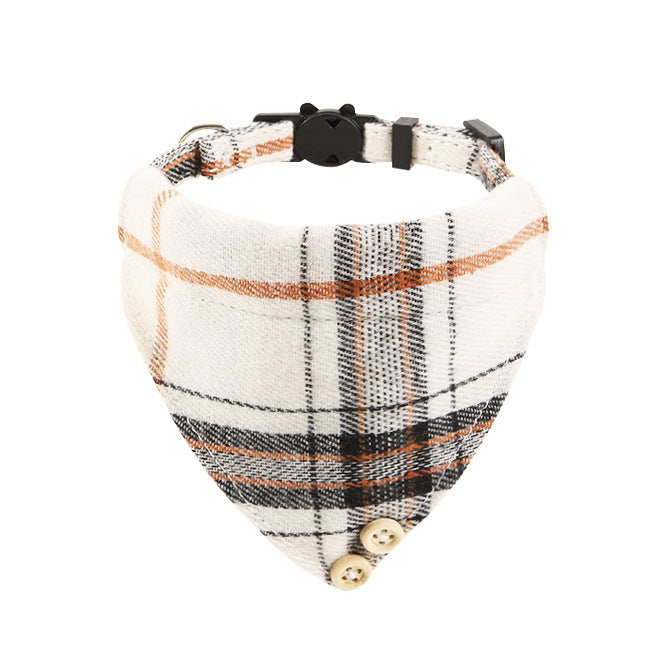 HKM-094355 Plaid Bow Cat Collar with Bell - Adjustable and Stylish for All Seasons