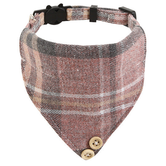 HKM-094355 Plaid Bow Cat Collar with Bell - Adjustable and Stylish for All Seasons