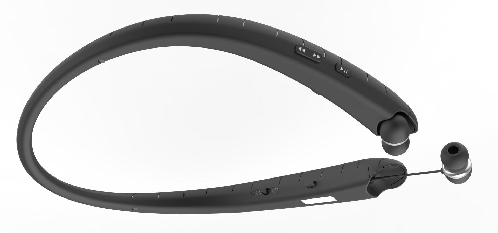 KTX-081619 Wireless Neckband Bluetooth Headphones with Retractable Wire and Noise-Canceling Microphone