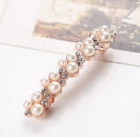 HKM-937299 Korean Style Spring Clip Hair Clip with Pearl Rhinestones – 7cm Long, Chic Side or Tail Accessory