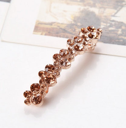 HKM-937299 Korean Style Spring Clip Hair Clip with Pearl Rhinestones – 7cm Long, Chic Side or Tail Accessory