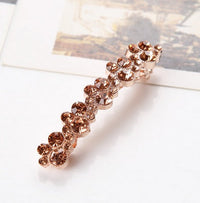 HKM-937299 Korean Style Spring Clip Hair Clip with Pearl Rhinestones – 7cm Long, Chic Side or Tail Accessory