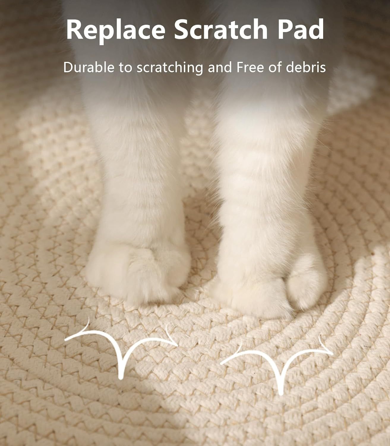 HKM-170899 Hand Woven Cat Bed with Toy Tail - Natural Cotton Linen Kitten House and Scratch Pad for Small Breeds, Breathable and Durable