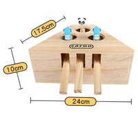 HKM-318611 Interactive Solid Wood Cat & Hamster Toy with Multiple Holes for Playing Fun