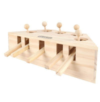 HKM-318611 Interactive Solid Wood Cat & Hamster Toy with Multiple Holes for Playing Fun