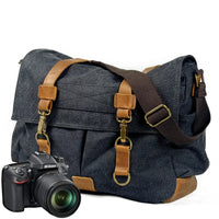 HKM-662931 Waxed Canvas DSLR Camera Sling Bag - Vintage Unisex Messenger Backpack