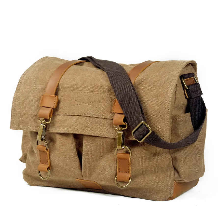 KTX-662931 Waxed Canvas DSLR Camera Sling Bag - Vintage Unisex Messenger Backpack