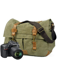 HKM-662931 Waxed Canvas DSLR Camera Sling Bag - Vintage Unisex Messenger Backpack
