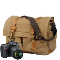 HKM-662931 Waxed Canvas DSLR Camera Sling Bag - Vintage Unisex Messenger Backpack