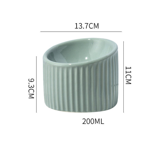 HKM-809299 Elevated Ceramic Cat Bowl Set - Whisker-Friendly, Anti-Vomit Design for Food and Water, Ideal forIndoor Cats and Puppies