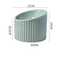 HKM-809299 Elevated Ceramic Cat Bowl Set - Whisker-Friendly, Anti-Vomit Design for Food and Water, Ideal forIndoor Cats and Puppies