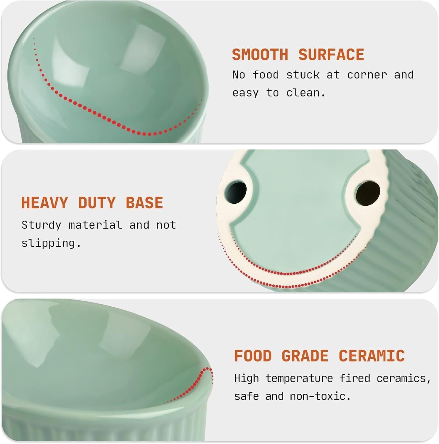 HKM-809299 Elevated Ceramic Cat Bowl Set - Whisker-Friendly, Anti-Vomit Design for Food and Water, Ideal forIndoor Cats and Puppies