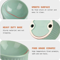 HKM-809299 Elevated Ceramic Cat Bowl Set - Whisker-Friendly, Anti-Vomit Design for Food and Water, Ideal forIndoor Cats and Puppies