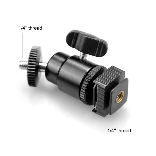 KTX-808019 2-in-1 Square Bottom Camera Hot Shoe Head with Cold Shoe Holder and 1/4 Screw Interface